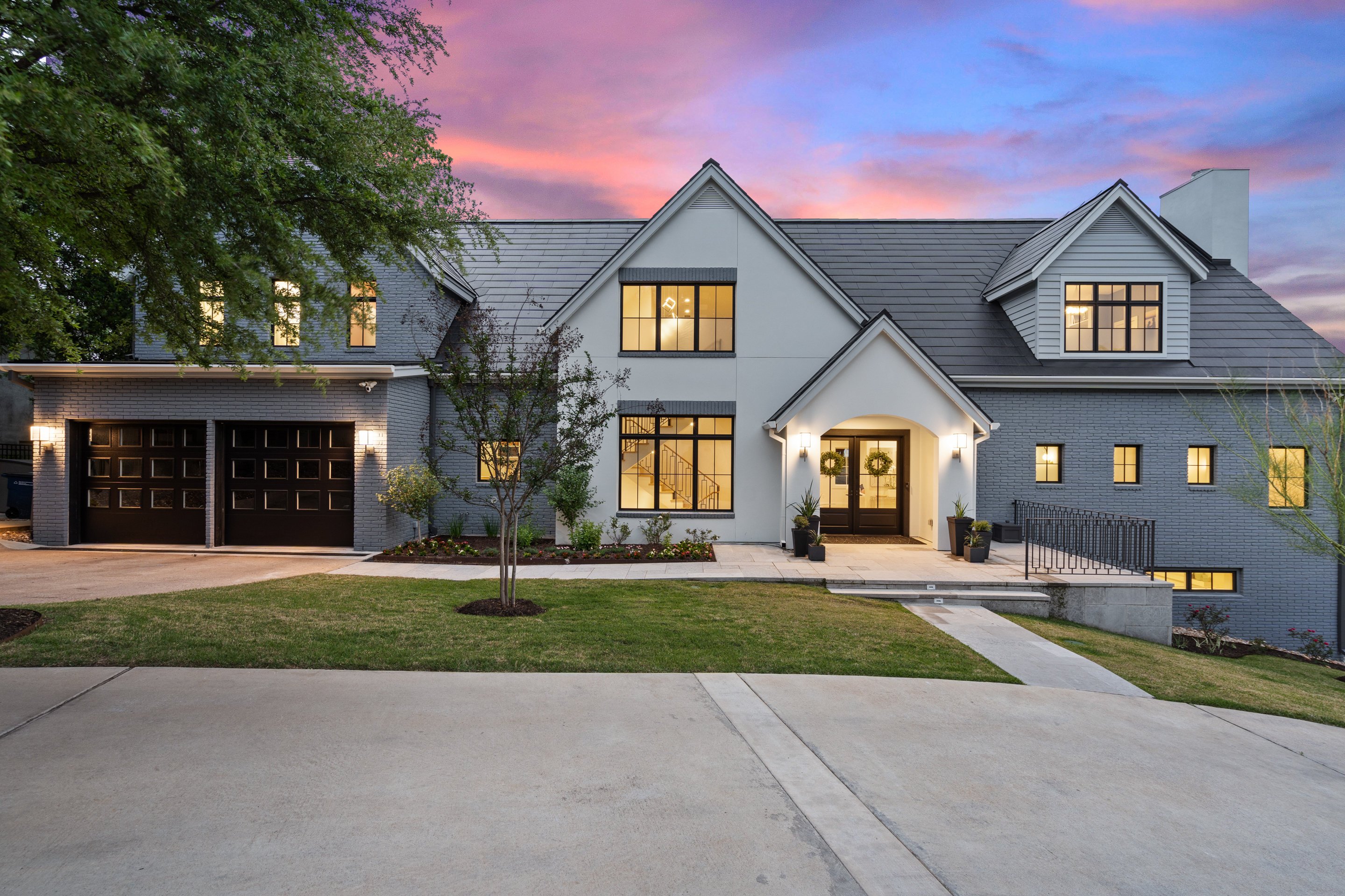 Modern luxury home with sleek all-black solar roof system